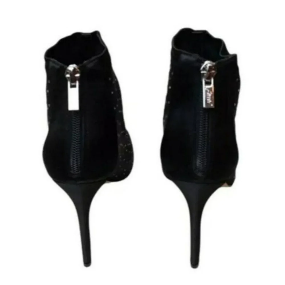 Jewel by Badgley Mischka Margarita Embellished Peep Toe Bootie -Black - Picture 2 of 6